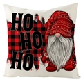 Detail eines Leinenkissenbezugs mit Weihnachtswichtel und dem Text HO HO HO - 45x45cm / Einzelner Wichtel-Stil (YMD125-1)
