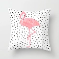 Nordic flamingo cushion cover with pink watercolor bird on black polka dot pattern - Polka Dot Background Flamingo Pattern (DRD57-5)
