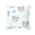 Square pillowcase with cute cartoon bear and blue stripes for kids room decoration - 18x18 Inch / Striped Glasses Bear Style (DRD234-39)