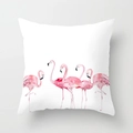 Nordic square cushion cover featuring five pink flamingos in watercolor art style - Five Poses Flamingos Pattern (DRD57-6)