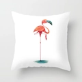 Nordic flamingo decorative square cushion cover with orange geometric bird design - Simple Geometric Flamingo Pattern (DRD57-7)