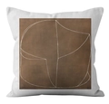 Abstract line art pillow cover featuring a dark brown square on a white cotton fabric base - 18x18 Inch / Minimalist Abstract Line Style (MMD04-5)