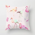 Pink Nordic cushion cover featuring artistic flamingo print in a modern square shape - Pink Background Color Block Flamingo (DRD57-12)