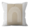 Minimalist white pillow cover with beige arch print and high-quality woven fabric texture - Crd32-5 / 18x18 Inch