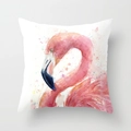 Square cushion cover with artistic pink watercolor flamingo design on a white background - Blue Purple Gradient Art Flamingo (DRD57-16)