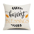 Linen autumn cushion cover with harvest pumpkin patterns and warm blessing text - Harvest Blessings Style (YMD207-5) / 45x45CM (No Core)