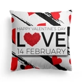 Nordic Valentine's Day square pillow cover with red hearts and rose love lettering - Rose Heart LOVE Print Style (CRD45-3) / 18x18 Inch