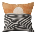 Abstract Nordic pillow cover with orange sun and black wavy minimalist pattern - Abstract Rising Sun Streamline (CRD32-16)