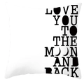 Federa per cuscino bianca quadrata con stampa Love You To The Moon And Back in nero - Citazione Love You To The Moon (DRD252-3)