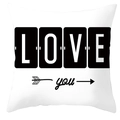 Fodera per cuscino quadrata bianca moderna con stampa geometrica nera LOVE e you - Design LOVE Stile Orologio a Palette (DRD252-4)