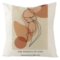 Linen pillow cover with abstract geometric lines and earthy tones on a white background - Essence of Line Art Style (YMD72-13)