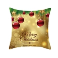 Golden Christmas pillowcase with red ornaments and Merry Christmas text decor - Drd263-1 / 18x18 Inch
