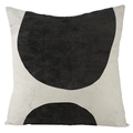 Modern linen pillowcase featuring black abstract geometric patterns on a beige fabric - B&W Abstract Block Style (YMD72-16)