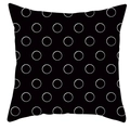Modern black square pillowcase featuring a minimalist white geometric polka dot pattern - Black White Hollow Circle Polka Dots (DRD252-8)
