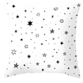 Square white pillowcase featuring minimalist black hand-drawn star patterns - Assorted Black Stars Mix (DRD252-9)