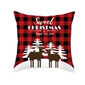 Red and black buffalo plaid Christmas pillowcase featuring reindeer and forest design - Red Black Plaid Reindeer Style (DRD264-1)