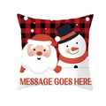Christmas pillowcase with red buffalo plaid, Santa, snowman and customizable text zone - Red Black Plaid Santa Snowman Style (DRD264-3)