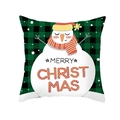 Christmas snowman cushion cover with green buffalo plaid pattern and Merry Christmas text - Green Black Plaid Hat Snowman Style (DRD264-13)