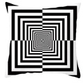 Minimalist square black and white cushion cover with geometric radial stripes design - Black White Radial Stripes Design (DRD252-16)