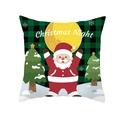 Christmas Night square pillowcase with Santa Claus and green buffalo check pattern - Green Black Plaid Moon Santa Style (DRD264-15)