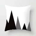 Minimalist square throw pillow cover with black and grey geometric mountain triangle pattern - Black Gray White Triangle Mountains (DRD252-18)