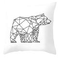 Minimalist white pillowcase with black geometric line art of a standing bear design - Geometric Line Art Bear Design (DRD252-22)