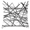 Minimalist white pillow cover featuring an abstract black geometric line art design - Intricate Black White Scribble Pattern (DRD252-24)