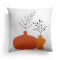 Detail of Nordic boho pillow case with abstract geometric pottery and black leaf print - 45x45CM (No Core) / Boho Bottle 11(DRD278-11)