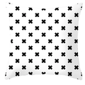 Modern white square pillowcase with black cross geometric pattern and minimalist design - Uniform Black Cross Geometric (DRD252-26)