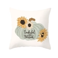 White Thanksgiving pillowcase with green pumpkin and sunflower Thankful and Blessed print - Thankful and Blessed Letter Style (DRD255-14)