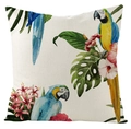 Waterproof linen cushion cover featuring tropical parrot and monstera leaf print - Fsym01-12 / 18x18 Inch