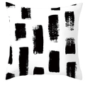 Modern black and white pillow cover with minimalist abstract brush stroke pattern - Abstract Black Artistic Brush Strokes (DRD252-29)