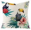 Waterproof linen pillow cover featuring tropical toucan and green leaf patterns - Fsym01-13 / 18x18 Inch