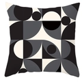 Minimalist square throw pillow cover featuring black and white geometric pattern blocks - Black White Gray Geometric Patchwork (DRD252-30)