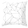 Minimalist white pillowcase with black geometric polygon lines and dot patterns - Polygon Connecting Lines Geometric (DRD252-31)