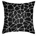 Modern square pillowcase with black base and silver irregular geometric crack patterns - Black Base Silver Geometric Cracks (DRD252-32)