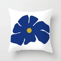 Moderner quadratischer Kissenbezug mit blauem Blumenmuster auf weißem Samtstoff - Blaues Blumenmuster (CRD36-2)