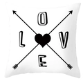 Minimalist white pillow case with black cross arrows and LOVE heart pattern - Cross Arrow LOVE Design (DRD252-35)