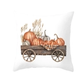 White Thanksgiving pillowcase featuring watercolor wooden cart with harvest pumpkins - Vintage Wood Cart Pumpkin Style (DRD255-40)