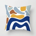 Housse de coussin géométrique abstraite bleue et jaune style nordique moderne - Géométrie Organique Abstraite (CRD36-5)