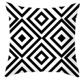 Minimalist black and white geometric diamond pattern square throw pillow cover - Black White Diagonal Rhombus Check (DRD252-39)