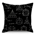 Schwarzer quadratischer Kissenbezug mit weißen mathematischen Formeln und Geometriedruck - 45x45cm / Schwarz Mathe Geometrie (YMD136-2)