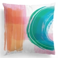 Moderner abstrakter Kissenbezug mit bunten Aquarellmustern für Sofa und Dekoration - 45x45 cm / Rosa Orange Cyan Farblock Abstrakter Stil (CRD46-2)
