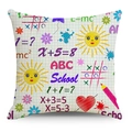 Leinen-Kissenbezug mit bunten handgezeichneten Mathe- und Physikformeln auf weißem Grund - 45x45cm / Akademisches Handgezeichnetes Graffiti (YMD136-1)