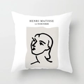 Housse de coussin visage abstrait style Henri Matisse avec dessin au trait blanc - Visage Abstrait Matisse (CRD36-7)