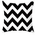 Square throw pillow cover featuring classic black and white chevron wave patterns - Black White Continuous Waves (DRD252-40)