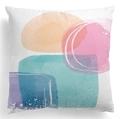 Abstrakter Aquarell-Kissenbezug mit geometrischem Druck aus weichem Plüsch für das Sofa - 45x45 cm / Orange Rosa Lila Overlay Aquarellstil (CRD46-3)