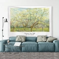 Artistic Vincent Van Gogh White Orchard wall tapestry for home bedroom decor - Gt37-forest / 95X73 Brushed Fabric