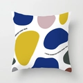 Housse de coussin géométrique bleue abstraite avec texte inspirant Dream Come True - Rêve Devient Réalité Pois Colorés (CRD36-10)