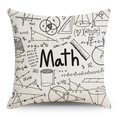 Detailansicht eines beigen Leinenkissenbezugs mit handgezeichneten Matheformeln - 45x45cm / Beige Minimalistische Mathematik (YMD136-13)